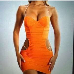Orange Embellished Cut out mini